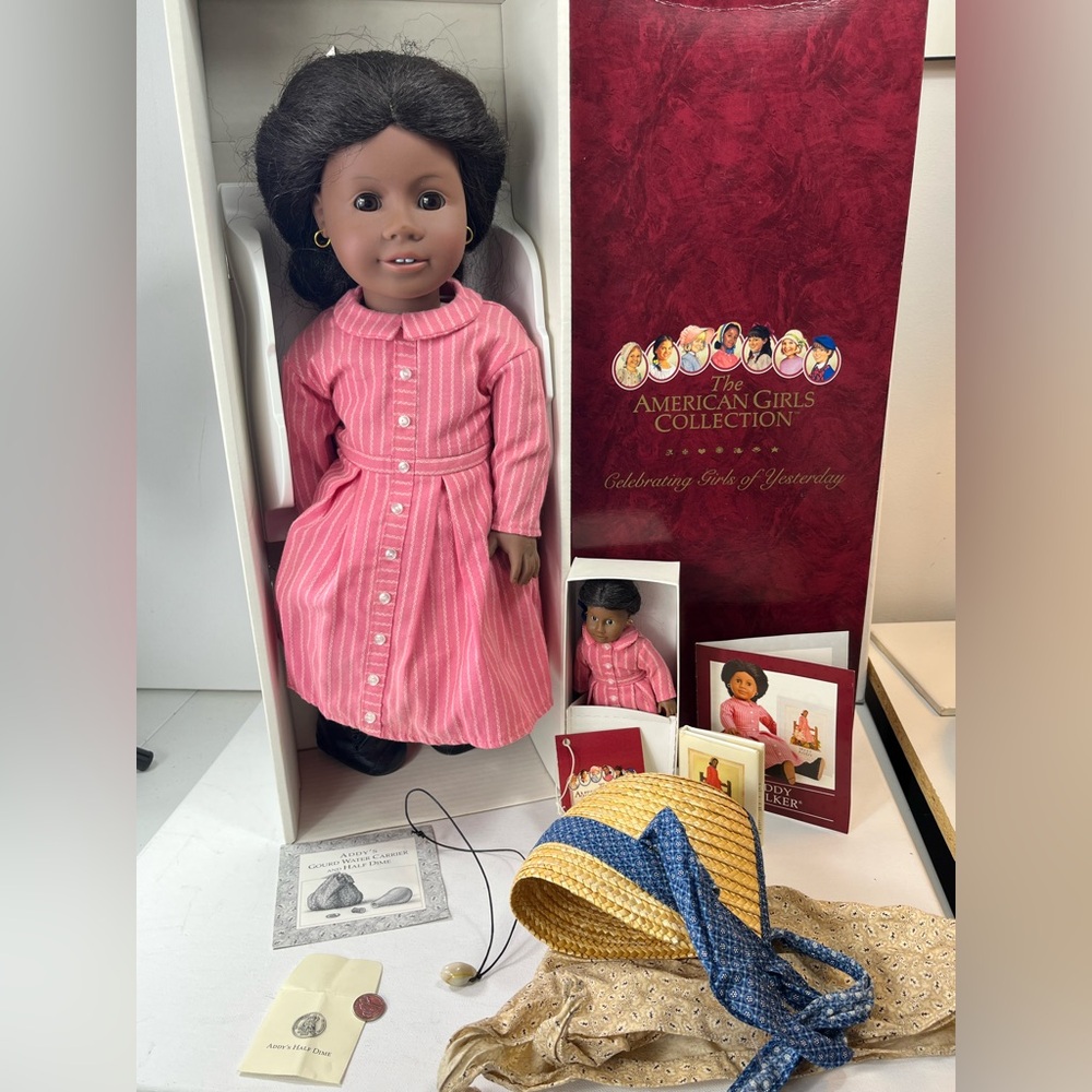 Addy Walker & Mini Me American Girl Dolls Vtg Pleasant Company Box Accessories